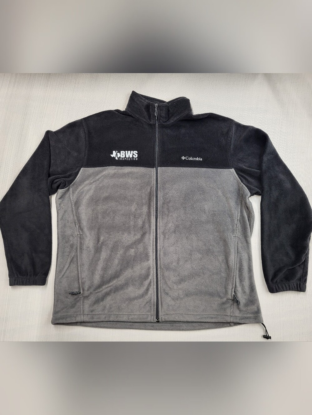 Columbia Fleece Jacket Men 2XL Gray Black Full Zip Outdoor Hiking BWS Inspection